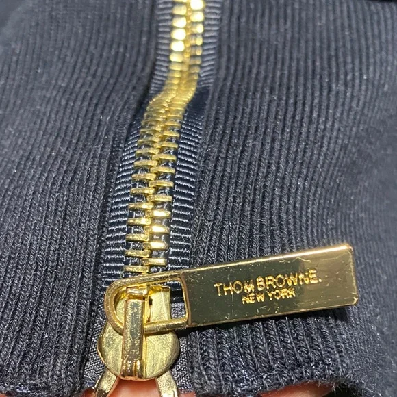 Thom Browne Dark Blue Hoodie with White Stripes - Picture 3 of 8